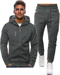 Herren Jogginganzug Kapuzenpullover und Jogginghose Set-Dunkelgrau-S-Luzern Mode