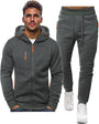 Herren Jogginganzug Kapuzenpullover und Jogginghose Set-Dunkelgrau-S-Luzern Mode
