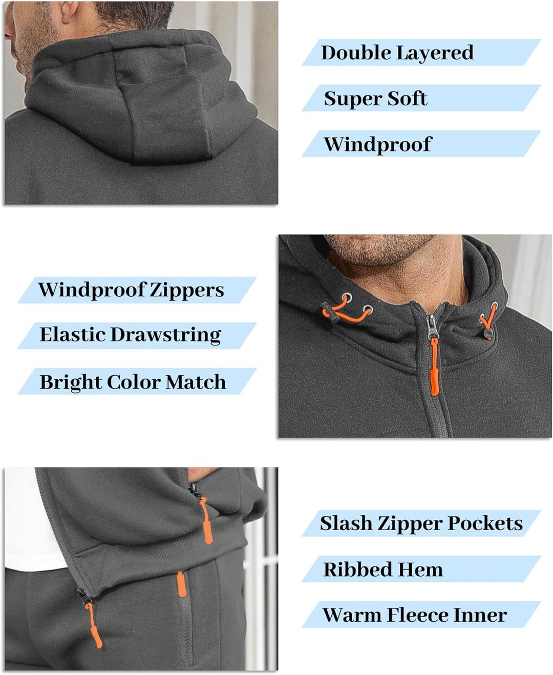 Herren Jogginganzug Kapuzenpullover und Jogginghose Set-Luzern Mode