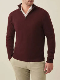 Herren Kaschmir Pullover mit Reißverschluss - Made in Italy-Bordeaux-S-Luzern Mode