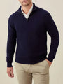 Herren Kaschmir Pullover mit Reißverschluss - Made in Italy-Dunkelblau-S-Luzern Mode