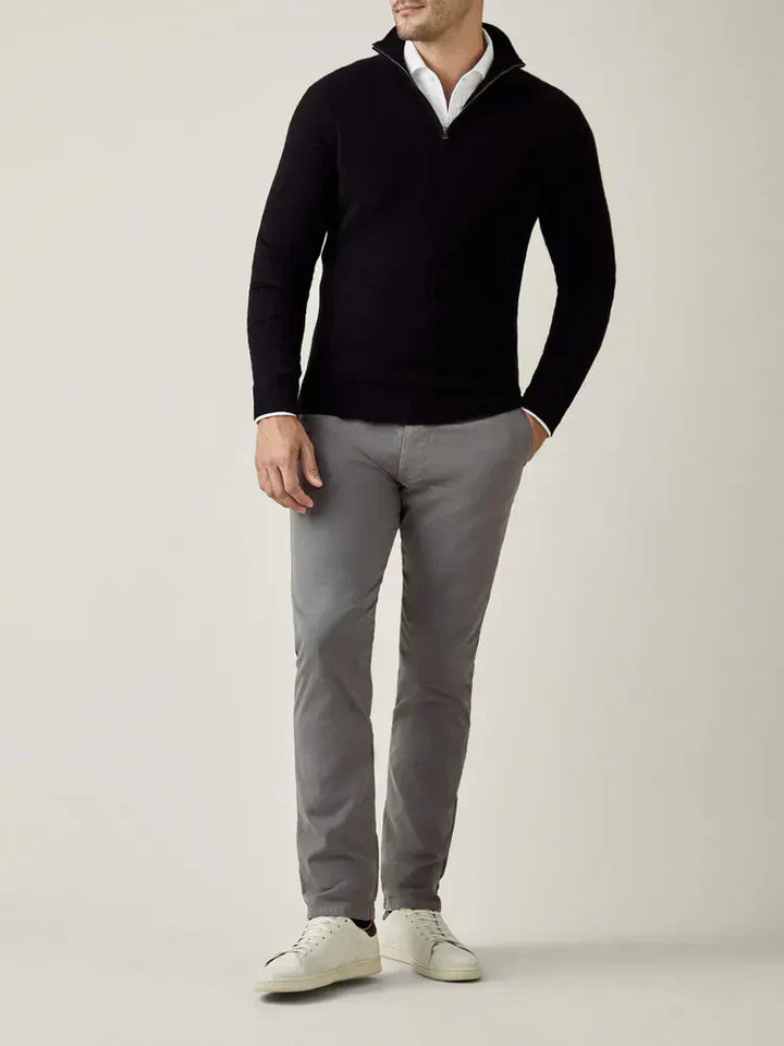 Herren Kaschmir Pullover mit Reißverschluss - Made in Italy-Luzern Mode