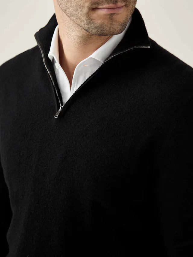 Herren Kaschmir Pullover mit Reißverschluss - Made in Italy-Luzern Mode