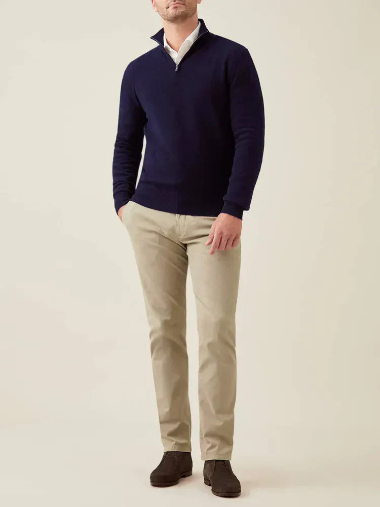 Herren Kaschmir Pullover mit Reißverschluss - Made in Italy-Luzern Mode