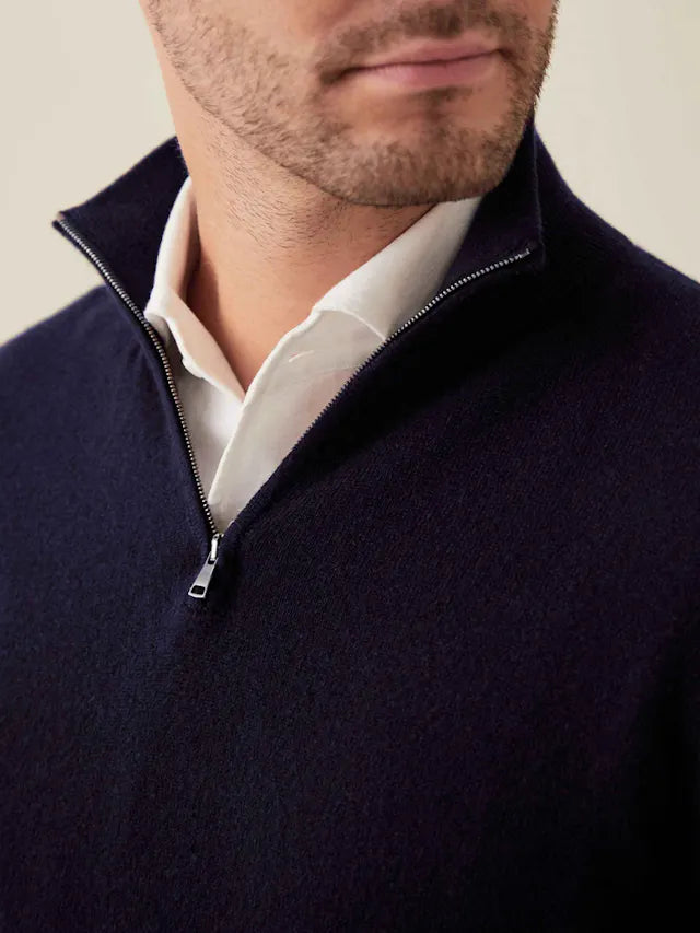 Herren Kaschmir Pullover mit Reißverschluss - Made in Italy-Luzern Mode
