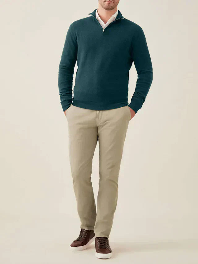 Herren Kaschmir Pullover mit Reißverschluss - Made in Italy-Luzern Mode