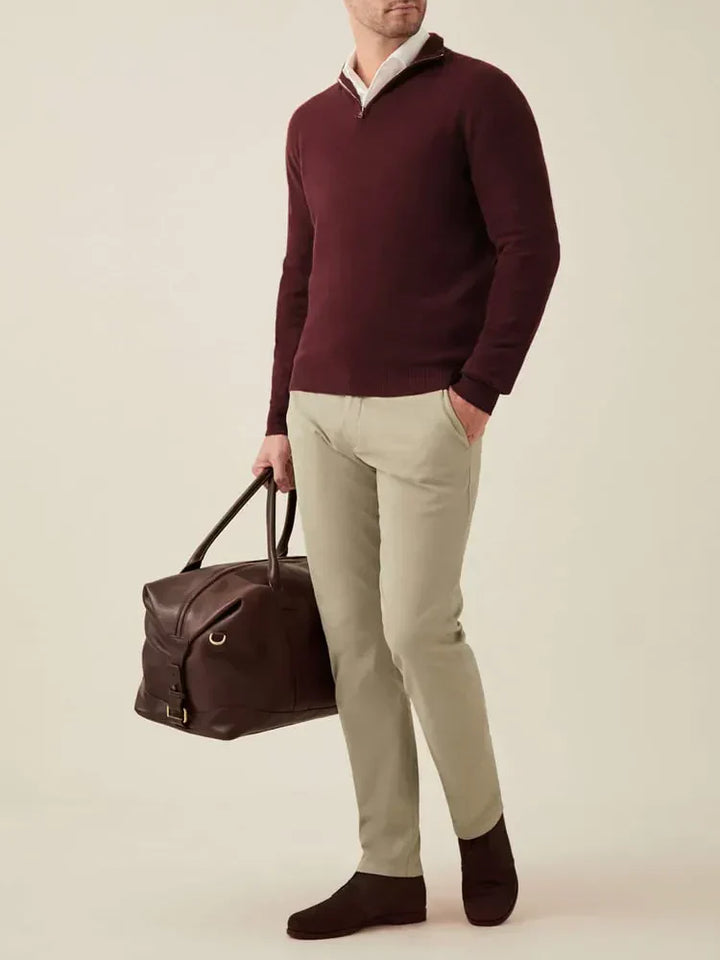 Herren Kaschmir Pullover mit Reißverschluss - Made in Italy-Luzern Mode
