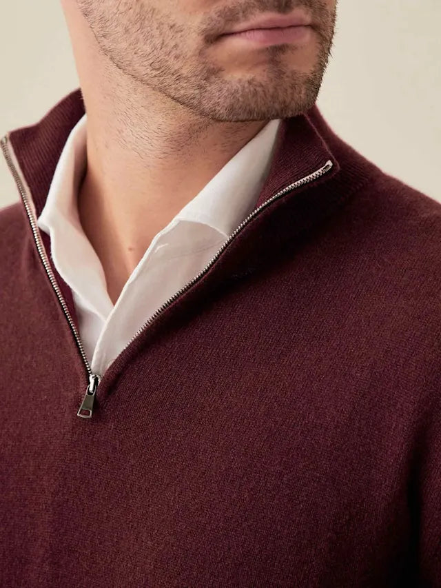 Herren Kaschmir Pullover mit Reißverschluss - Made in Italy-Luzern Mode