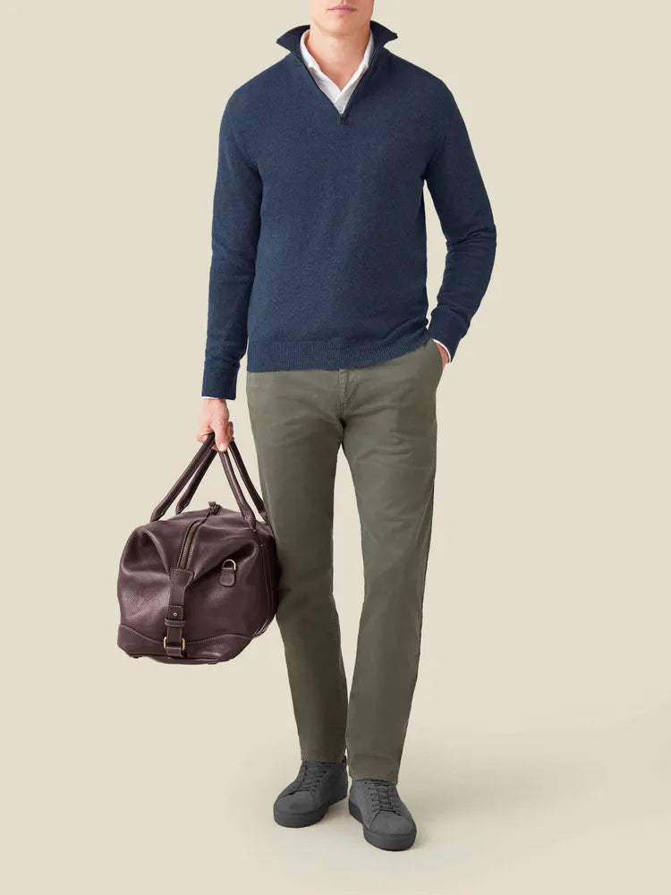 Herren Kaschmir Pullover mit Reißverschluss - Made in Italy-Luzern Mode