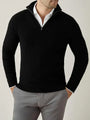 Herren Kaschmir Pullover mit Reißverschluss - Made in Italy-Schwarz-S-Luzern Mode