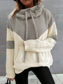 Gemütlicher Damen-Pullover mit Kapuze und Kängurutasche-Khaki-S-Luzern Mode