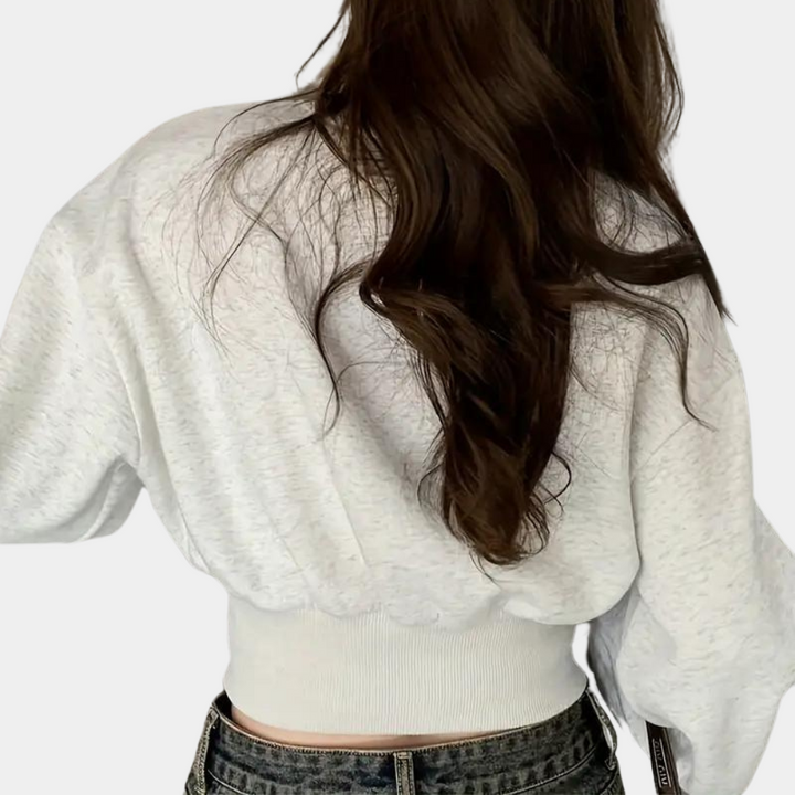 Damen Pullover mit Rundhalsausschnitt und Rippbündchen-Luzern Mode