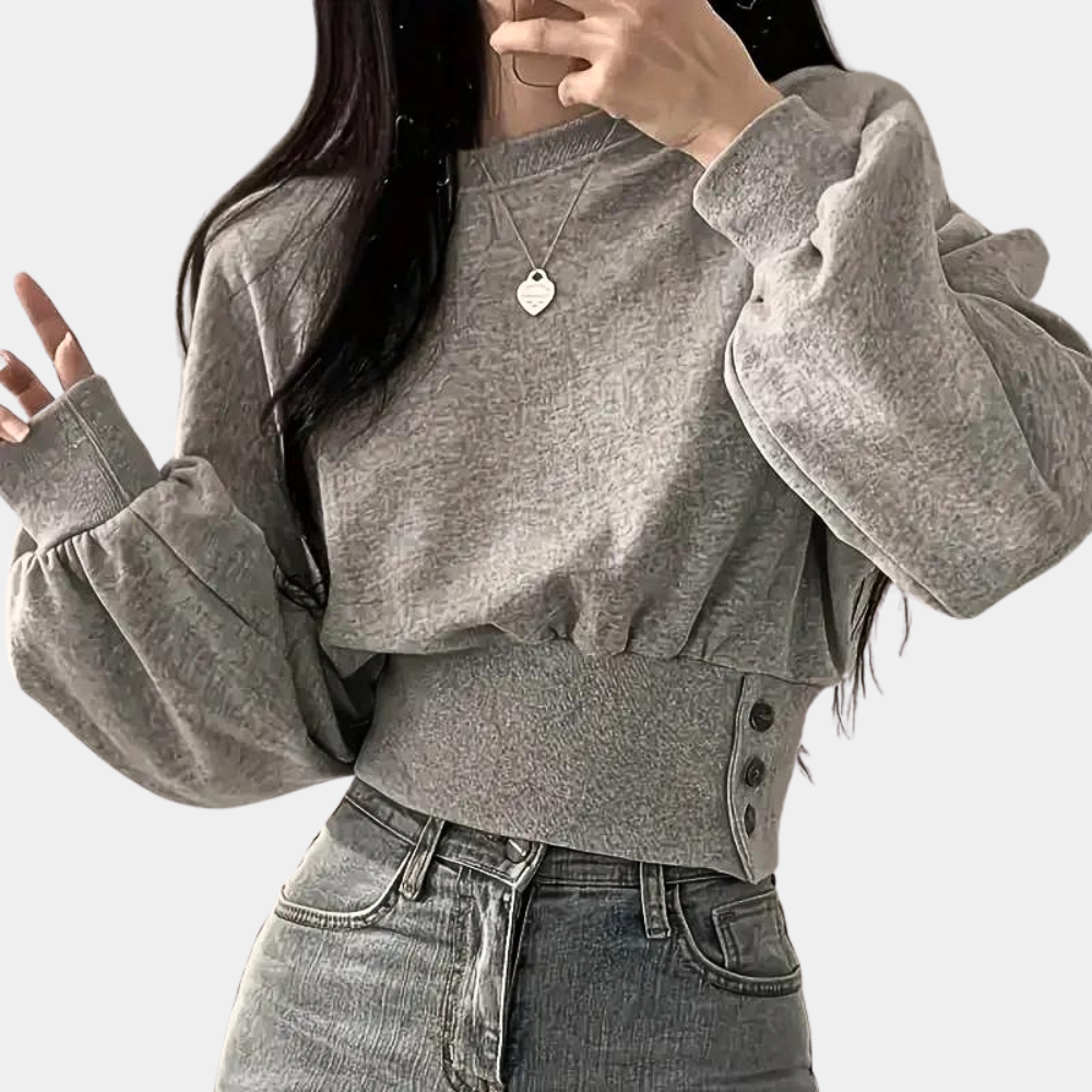 Damen Pullover mit Rundhalsausschnitt und Rippbündchen-Luzern Mode
