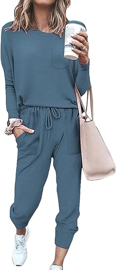 Damen Freizeit Jumpsuit mit Taschen und Langarm Design-Blau-S-Luzern Mode