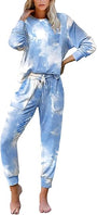 Damen Freizeit Jumpsuit mit Taschen und Langarm Design-Blau Tie-Dye-S-Luzern Mode
