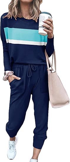 Damen Freizeit Jumpsuit mit Taschen und Langarm Design-Dunkelblau Gestreift-S-Luzern Mode