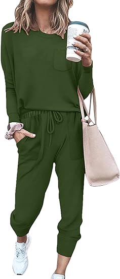 Damen Freizeit Jumpsuit mit Taschen und Langarm Design-Grün-S-Luzern Mode