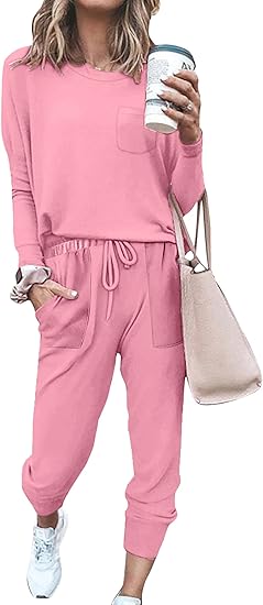 Damen Freizeit Jumpsuit mit Taschen und Langarm Design-Rosa-S-Luzern Mode