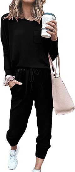 Damen Freizeit Jumpsuit mit Taschen und Langarm Design-Schwarz-S-Luzern Mode