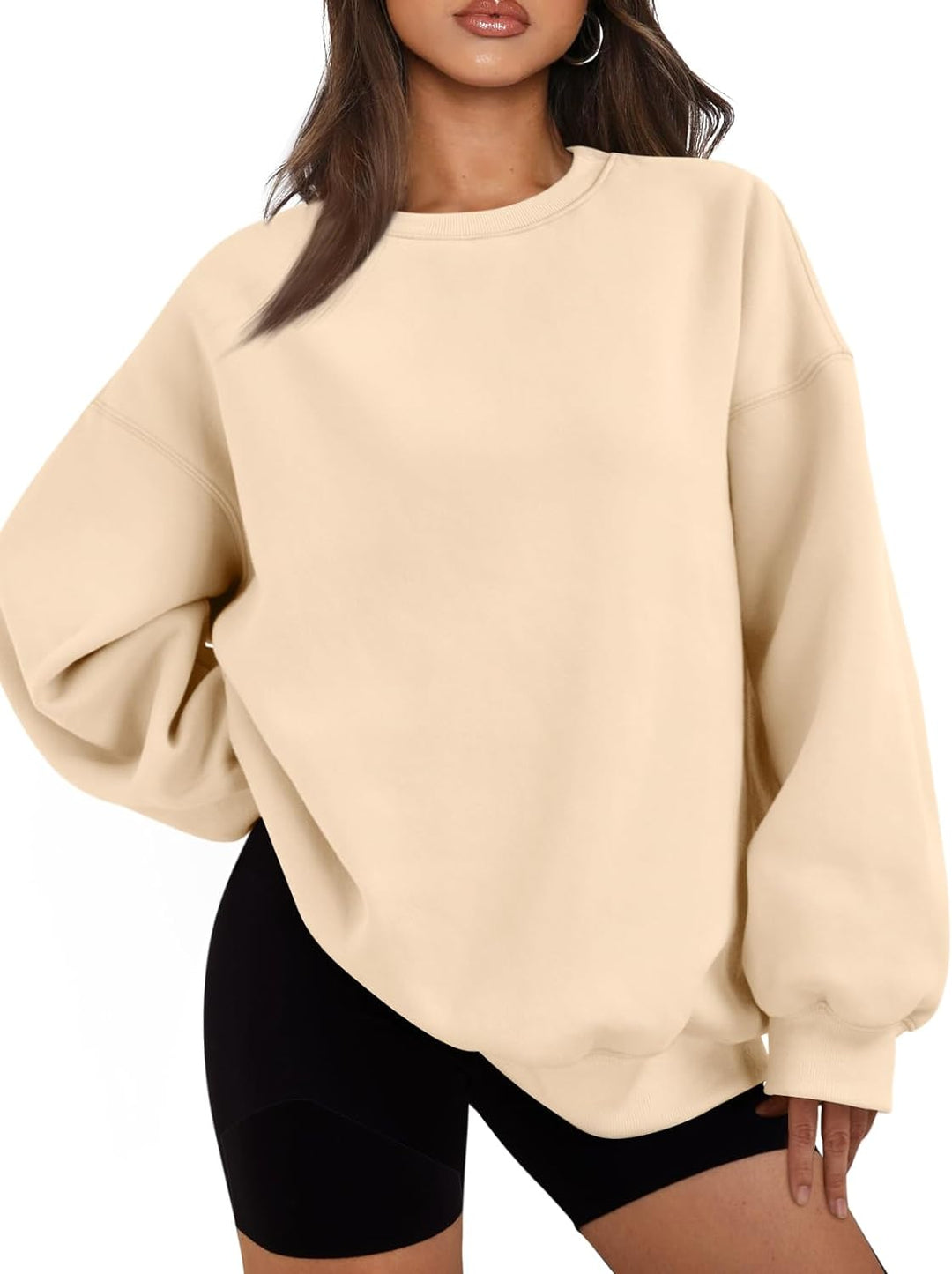 Oversized Damen Sweatshirt - Bequemes Freizeit Oberteil für Stil und Komfort-Apricot-S-Luzern Mode
