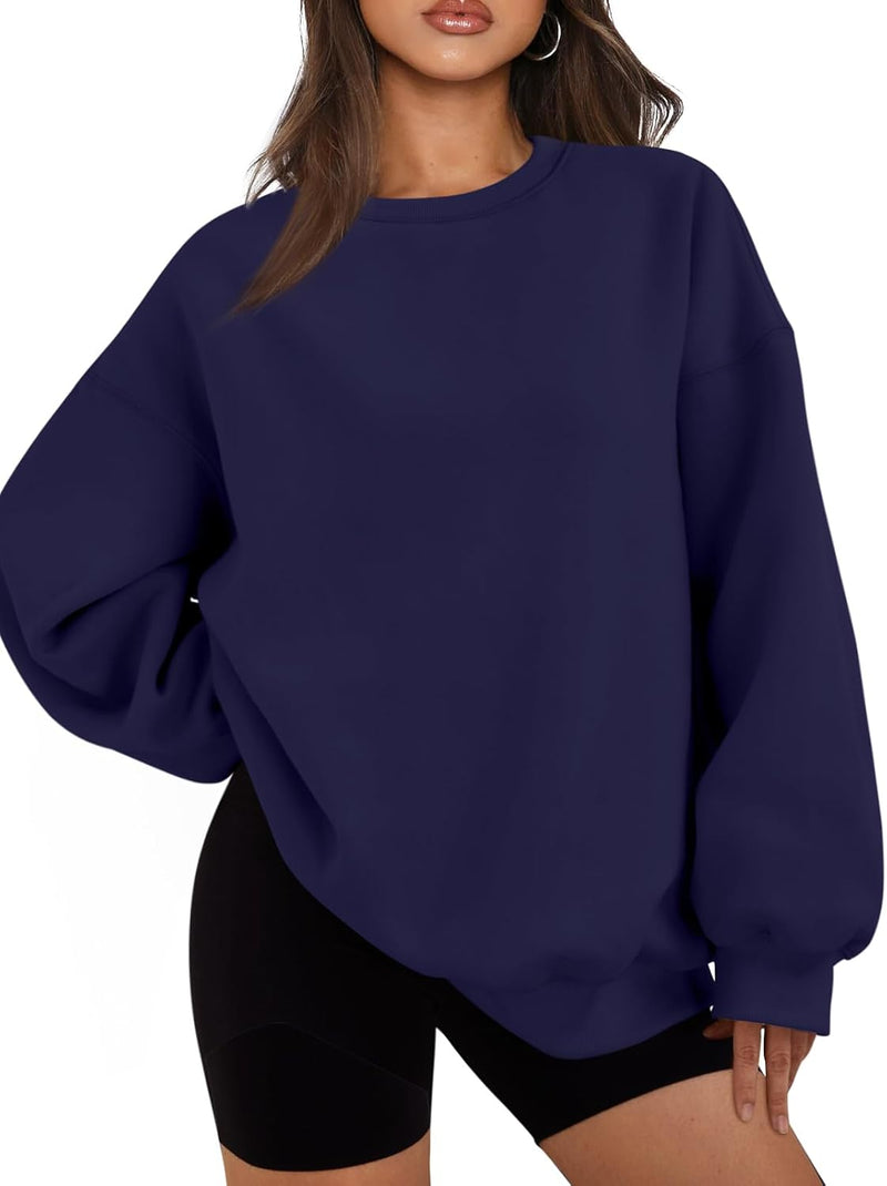 Oversized Damen Sweatshirt - Bequemes Freizeit Oberteil für Stil und Komfort-Dunkelblau-S-Luzern Mode