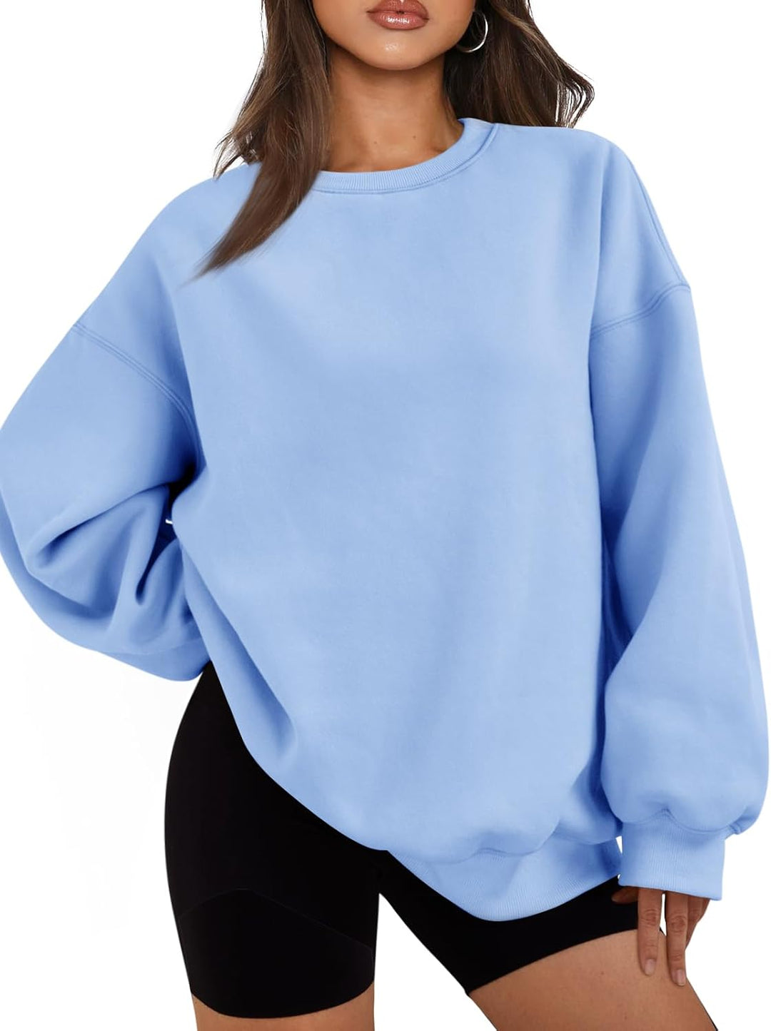 Oversized Damen Sweatshirt - Bequemes Freizeit Oberteil für Stil und Komfort-Hellblau-S-Luzern Mode