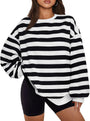 Oversized Damen Sweatshirt - Bequemes Freizeit Oberteil für Stil und Komfort-Schwarz/Weiß-S-Luzern Mode
