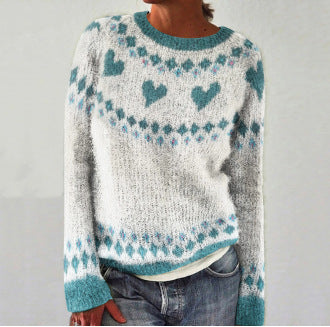 Herzmotiv Strickpullover Damen - Gemütlicher Winterpullover-S-Luzern Mode