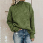 Damen Strickpullover mit Zopfmuster - Modischer Look-Grün-XS-Luzern Mode