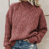 Damen Strickpullover mit Zopfmuster - Modischer Look-Rosa-XS-Luzern Mode