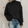 Damen Strickpullover mit Zopfmuster - Modischer Look-Schwarz-XS-Luzern Mode