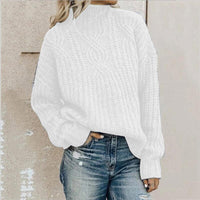 Damen Strickpullover mit Zopfmuster - Modischer Look-Weiß-XS-Luzern Mode