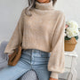 Damen Rollkragenpullover Strickmode Herbst Winter Outfit-Aprikose-S-Luzern Mode
