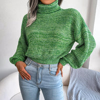 Damen Rollkragenpullover Strickmode Herbst Winter Outfit-Grün-S-Luzern Mode