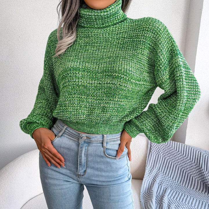 Damen Rollkragenpullover Strickmode Herbst Winter Outfit-Grün-S-Luzern Mode