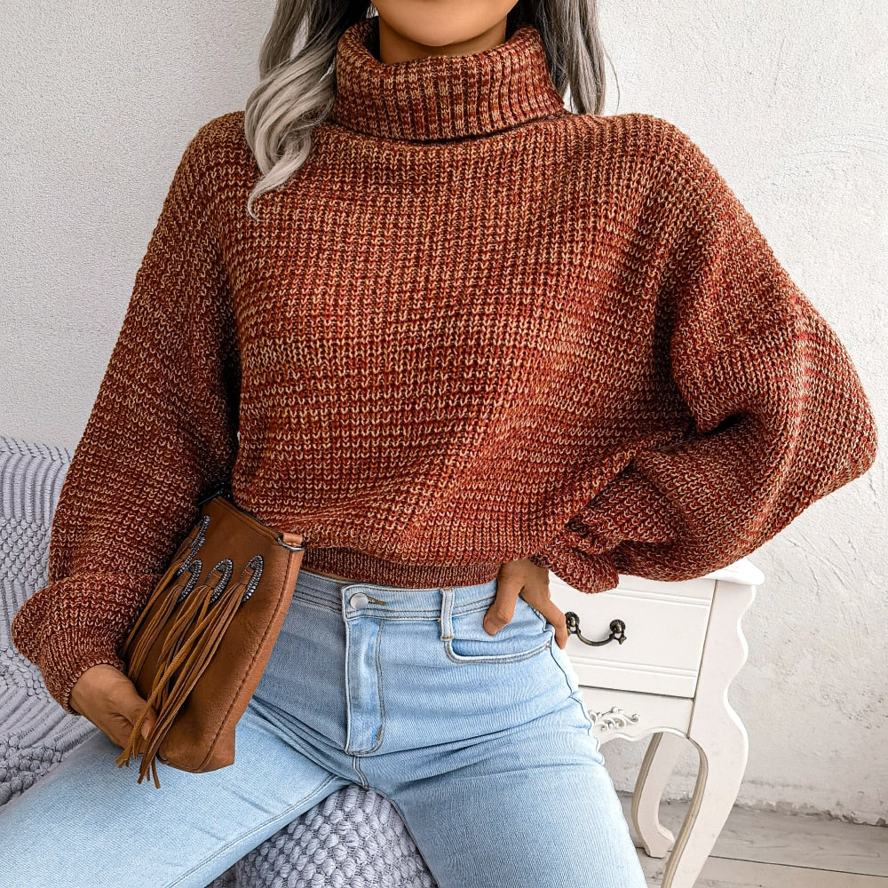 Damen Rollkragenpullover Strickmode Herbst Winter Outfit-Luzern Mode