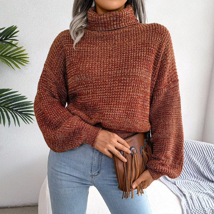 Damen Rollkragenpullover Strickmode Herbst Winter Outfit-Orange-S-Luzern Mode
