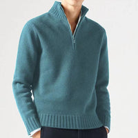 Herren Winterpullover mit Reißverschluss und Stehkragen-Blau-M-Luzern Mode