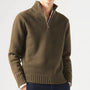 Herren Winterpullover mit Reißverschluss und Stehkragen-Dunkelbraun-M-Luzern Mode