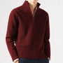 Herren Winterpullover mit Reißverschluss und Stehkragen-Dunkelrot-M-Luzern Mode