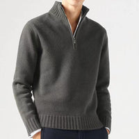 Herren Winterpullover mit Reißverschluss und Stehkragen-Grau-M-Luzern Mode