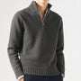 Herren Winterpullover mit Reißverschluss und Stehkragen-Grau-M-Luzern Mode