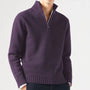 Herren Winterpullover mit Reißverschluss und Stehkragen-Lila-M-Luzern Mode