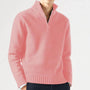 Herren Winterpullover mit Reißverschluss und Stehkragen-Rosa-M-Luzern Mode