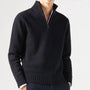 Herren Winterpullover mit Reißverschluss und Stehkragen-Schwarz-M-Luzern Mode