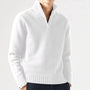 Herren Winterpullover mit Reißverschluss und Stehkragen-Weiß-M-Luzern Mode