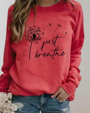 Damen Pullover mit Löwenzahn-Motiv und Schriftzug-XS-Rot-Luzern Mode