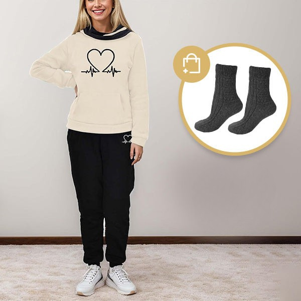-Beige + 1 Paar warme Socken-S-Luzern Mode