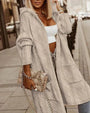 Damen Langer Kapuzen-Cardigan für Herbst und Winter-Beige-S-Luzern Mode