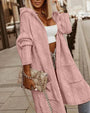 Damen Langer Kapuzen-Cardigan für Herbst und Winter-Rosa-S-Luzern Mode
